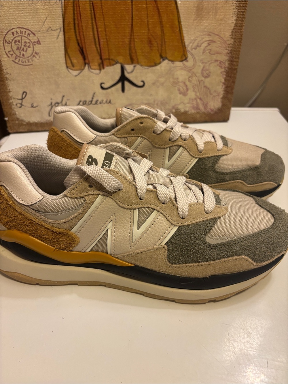 New Balance 57/40 Men's Beige, Olive & Mustard Retro-Style Sneakers